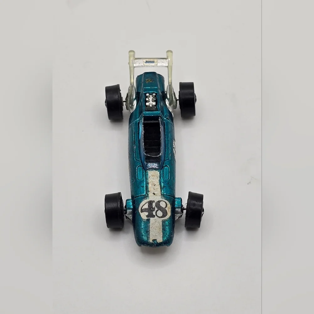 Redline Hot Wheels Indy Eagle Aqua Black Interior 1969 Hong Kong GUC